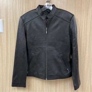 Tiboa black leather jacket size medium